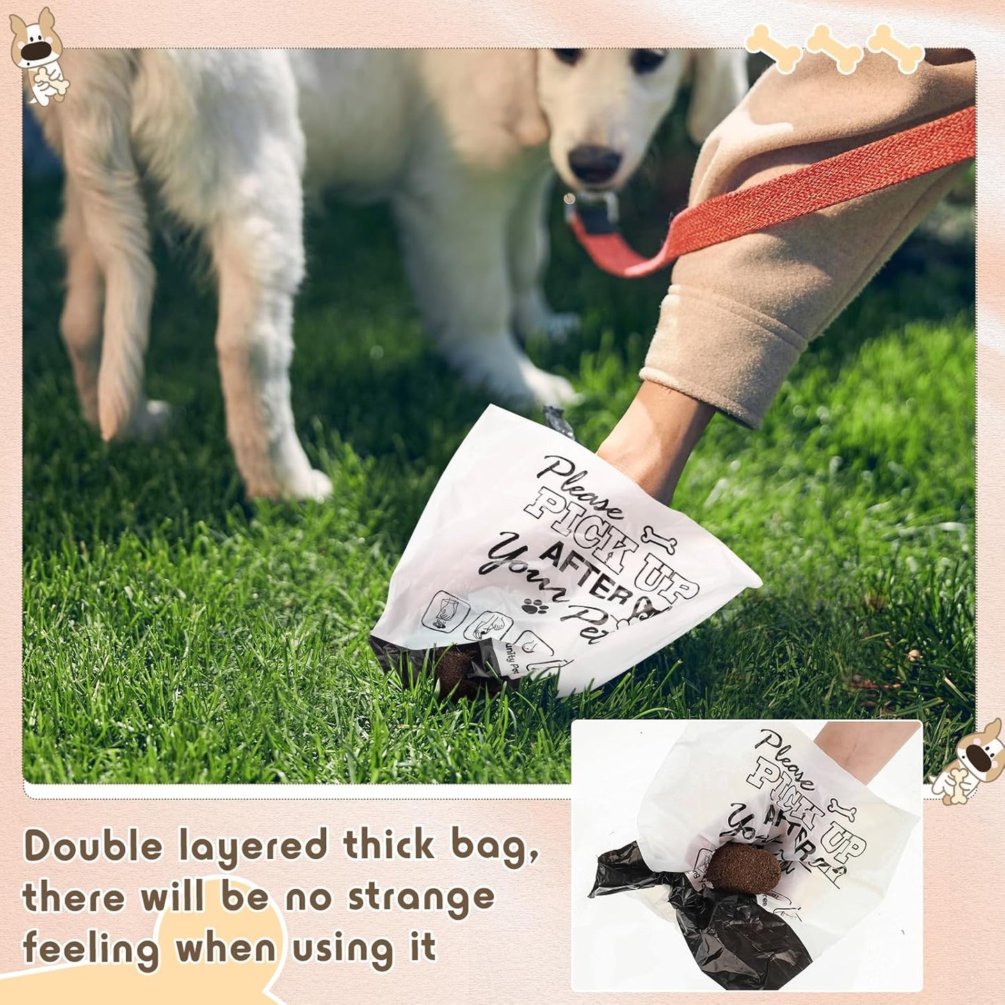 Ireer 500 Pcs Thick Header Dog Waste Bags Bulk Dog Poop Station Refills Pet Waste Bags Thicker Leakproof Disposal No More Warm Yuck Feeling for Home Outdoor Parks Communities Hoas