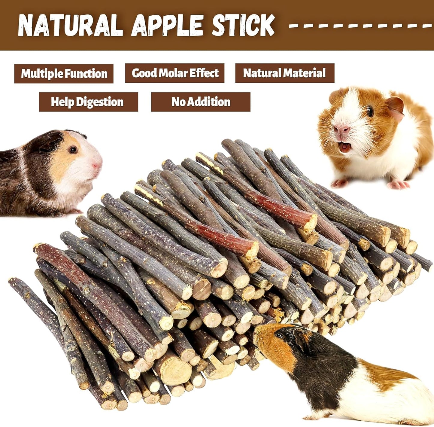 900g/2lb Small Apple Sticks Animals Molar Wood Treats Toys for Rabbits Chinchillas Guinea Pig Hamster Gerbil Parrot Bunny and Small Animals Chew Stick Toys Treats