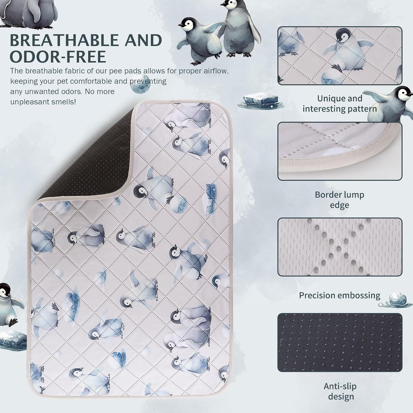 IEUUMLER Washable Pee Pads for Dogs, 2 Pack Reusable Waterproof Puppy Pads, Non-Slip Super Absorbent Dog Training Pad for Playpen Crate Bed EU012