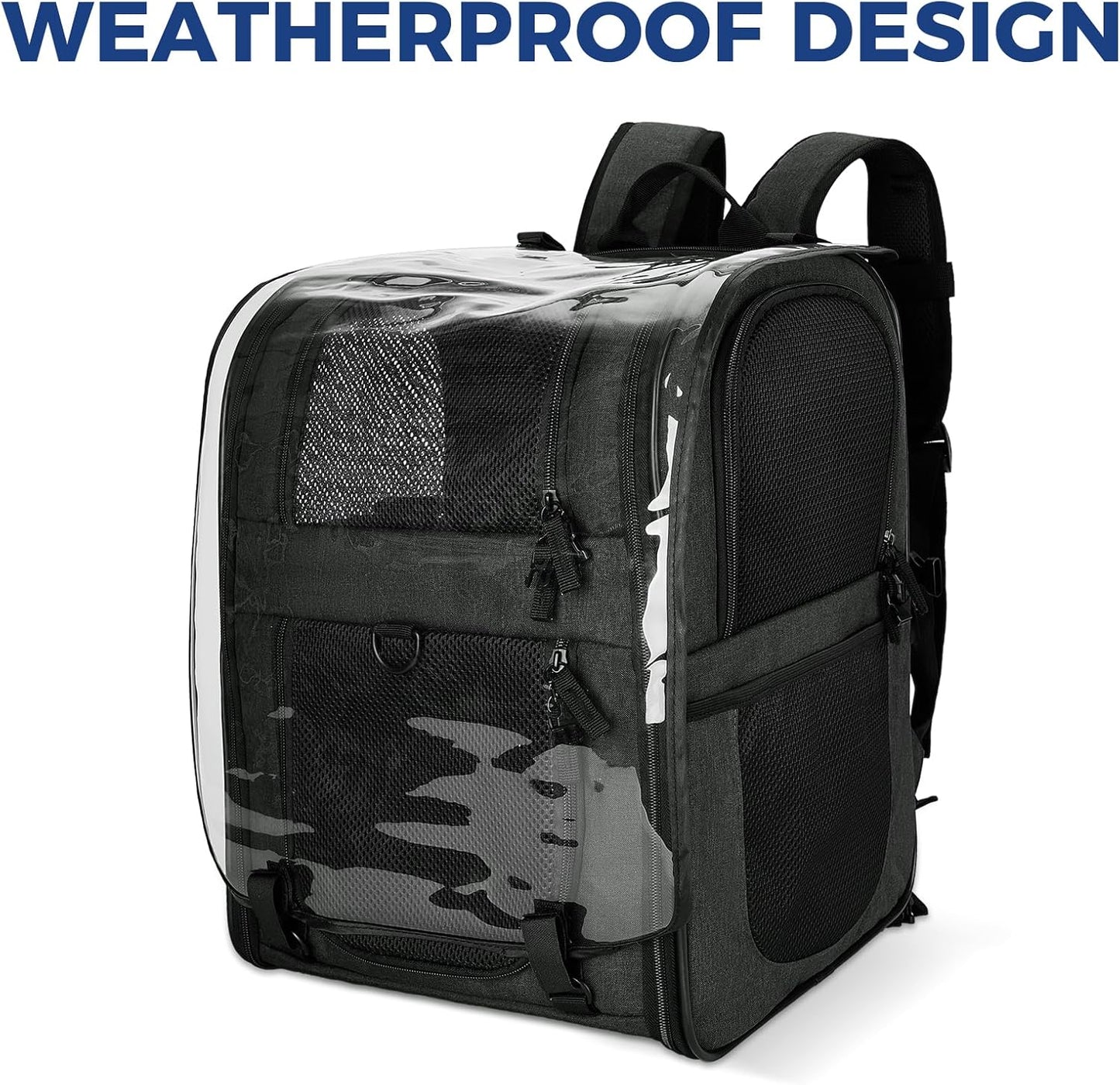 Apollo Walker Pet Carrier Backpack for Large/Small Cats and Dogs, Puppies, Safety Features and Cushion Back Support for Travel, Hiking, Outdoor Use (Black-Expandable)