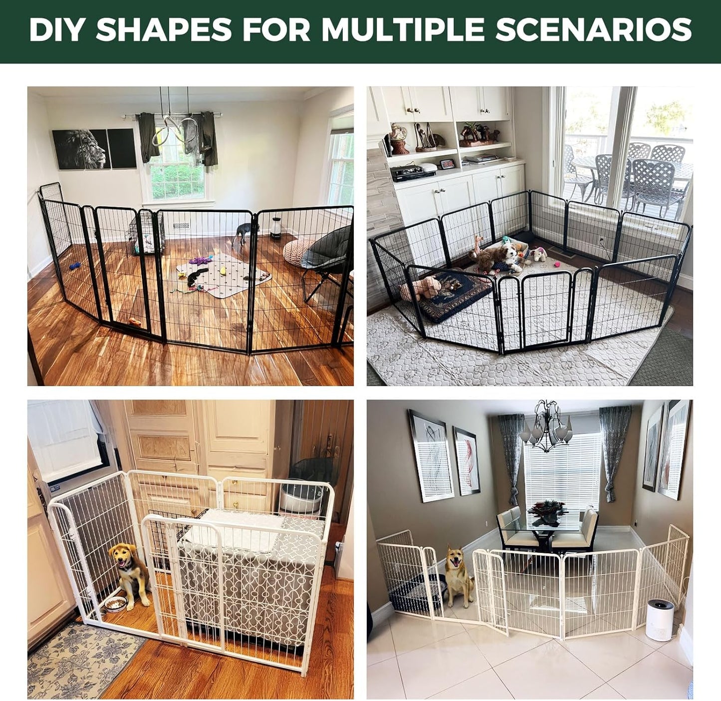 FXW Homeplus Unleashed Indoor Dog Playpen - Stress-Free and Safe Play, Heavy Duty 24 Inch 12 Wire Panels Dog Pen for Puppy and Small Dogs, Black│Patented