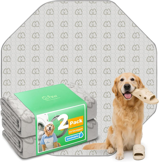 FXW Washable Pee Pads for Dogs, Puppy Pads with Super Absorbent, Specifically Designed for FXW Rollick/Homeplus 32/40/45inch 8 Panels Dog Playpen, 34" Octagon, Khaki, 2 Packs
