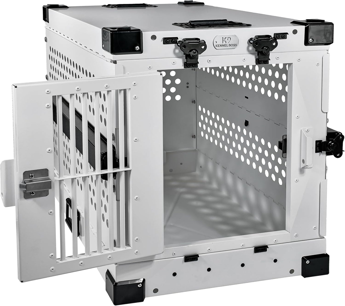 Heavy Duty Fully Collapsible Powder-Coated Aluminum Dog Crate - Small (White)