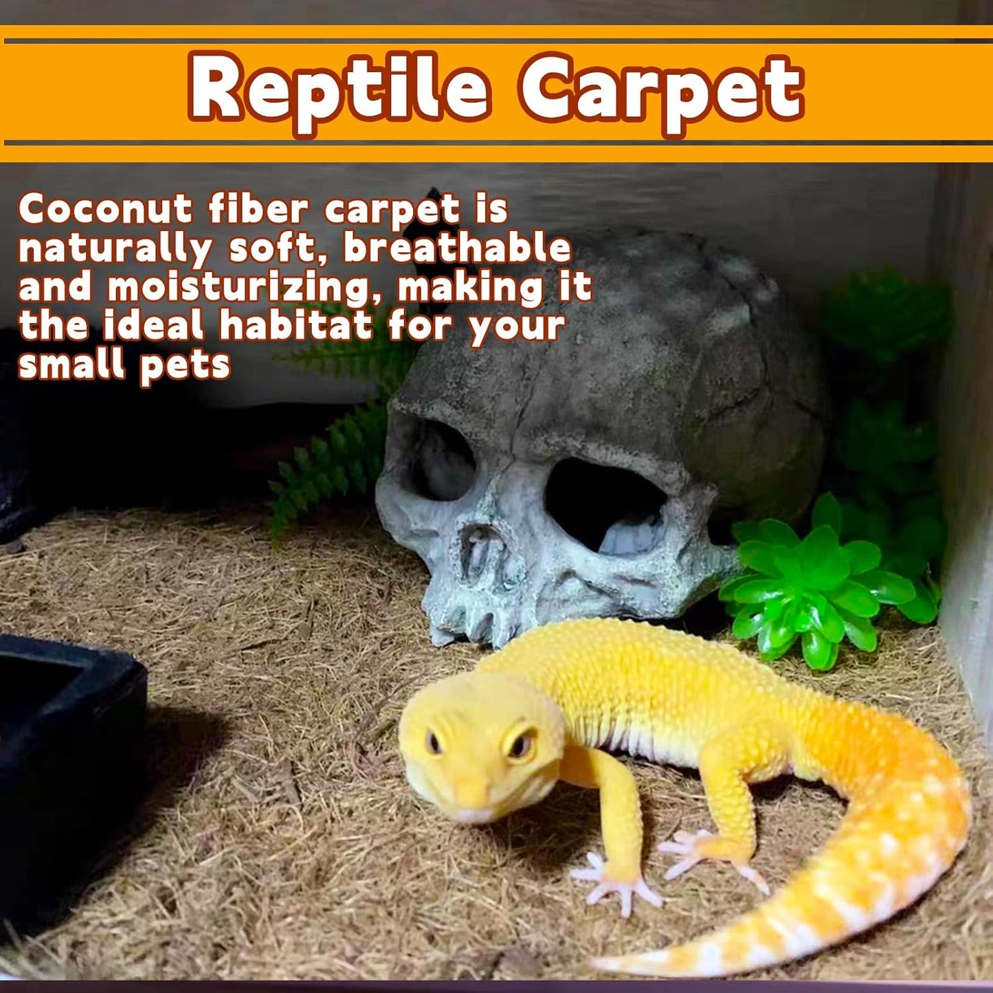 Hamiledyi 157x15.7in Reptile Carpet Coconut Fiber Substrate Large Coco Liner Roll Lizard Cage Mat Natural Coco Fiber Bedding for Bearded Dragon Turtles Iguana Tortoise Pad Garden Decoration