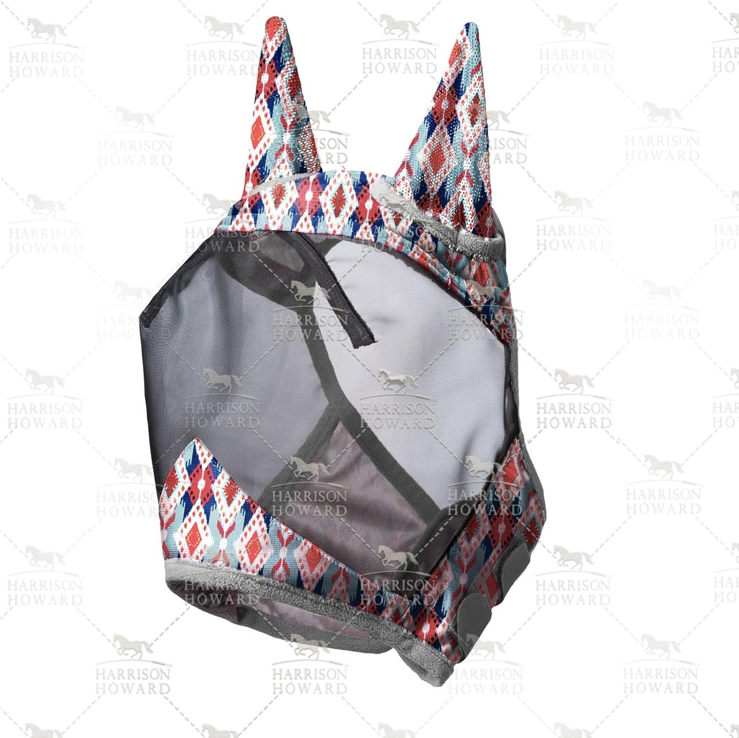 Harrison Howard LumiVista Horse Fly Mask Standard with Ears UV Protection for Horse Tribal Rhombus L Full Size