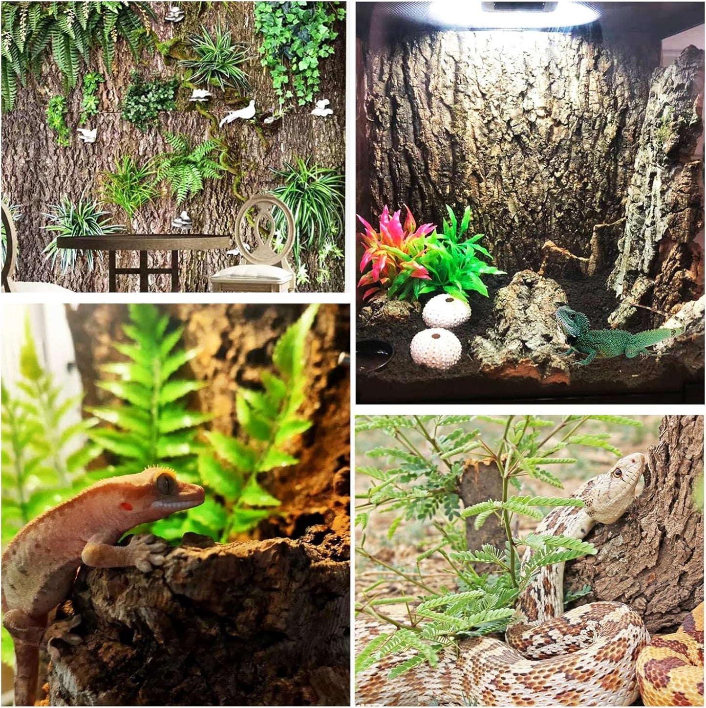 4PCS Cork Terrarium Background 15.7x11.8in Reptile Tank Background Board Habitat Decoration, Natural Cork Large Bark Climbing Mat for Gecko Lizard Tortoise Chameleon