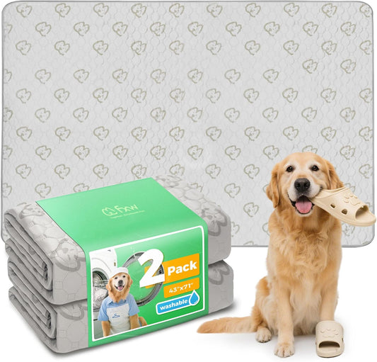 FXW Washable Pee Pads for Dogs, Puppy Pads with Super Absorbent, Specifically Designed for FXW Rollick/Homeplus 32/40/45inch 6 Panels Dog Playpen, 71" × 43" Rectangle, Khaki, 2 Packs