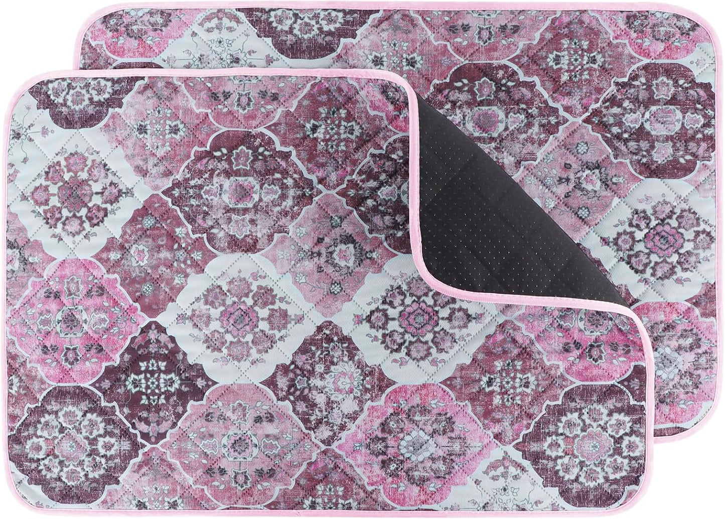 IEUUMLER Washable Pee Pads for Dogs, 2 Pack Reusable Pee Pads for Dogs Non-Slip Grip, Super Absorbent Waterproof Puppy Pads for Potty Training, Playpen, Crate, Whelping Box EU011 Pink, 24x18