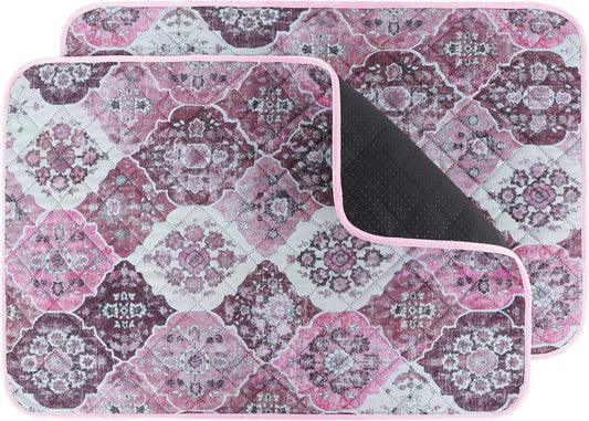 IEUUMLER Washable Pee Pads for Dogs, 2 Pack Reusable Pee Pads for Dogs Non-Slip Grip, Super Absorbent Waterproof Puppy Pads for Potty Training, Playpen, Crate, Whelping Box EU011 Pink, 24x18