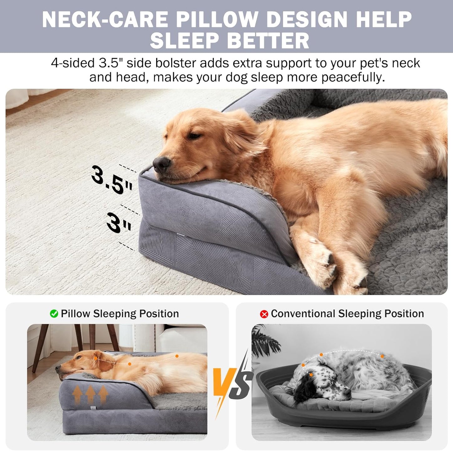 INVENHO Orthopedic Extra Large Dog Bed, XXL Waterproof Dog Sofa, Egg-Crate Foam Couch with Washable Removable Cover, Waterproof Lining and Nonskid Bottom