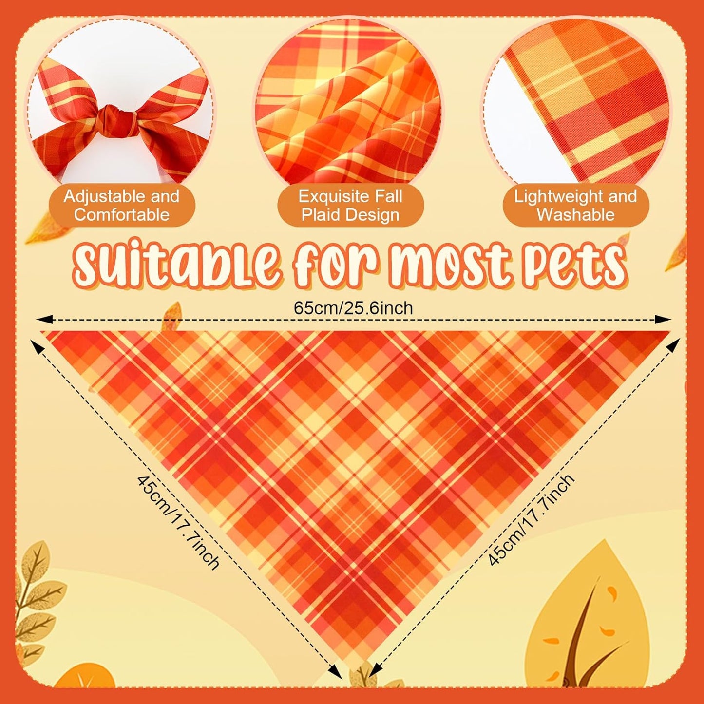 Abbylike 50 Pcs Fall Plaid Dog Bandanas Bulk Thanksgiving Bandanas for Dogs Triangle Kerchief Bib Scarf for Pets Autumn Costume Photo Props Accessories Pet Shops, 25 Styles (25.6 x 17.7 x 17.7)