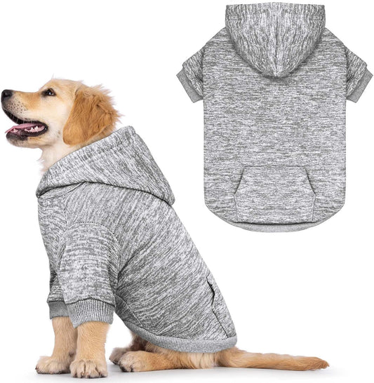 Dog Sweaters for Small Dogs Hoodie Fleece Dog Sweater Soft Clothes Sweatshirt with Pocket Hoodie for Small Dogs Puppy(Grey&S)