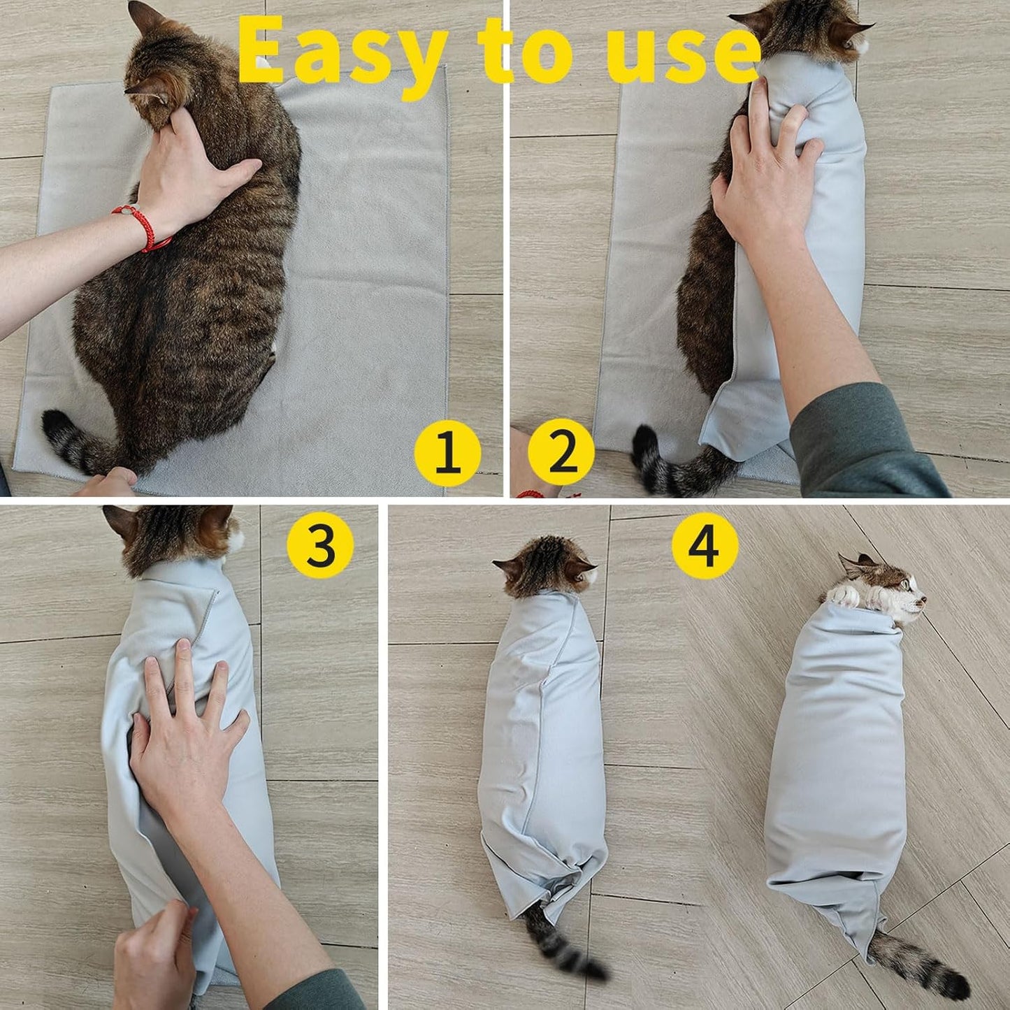2PCS Cat Wrap for Cutting Nails, 21x21in Self-Adherent Pet Cat Grooming Wrap for Medicine, Nail Clipping, Teeth Brushing, Ear Cleaning | Anti-Escape Anti-Bite Anti-Scratch (Butterfly)
