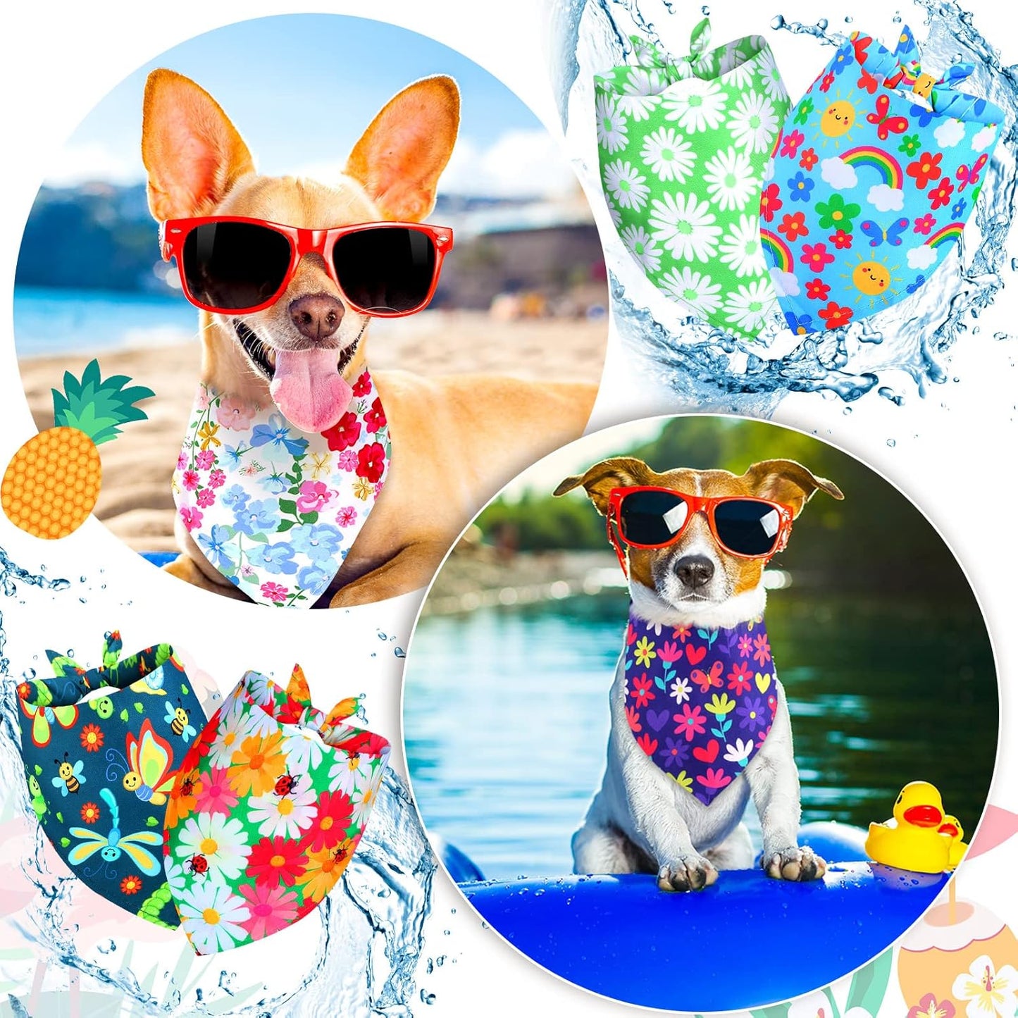 Frienda 12 Pcs Plain Dog Bandanas Blank Puppy Adjustable Triangle Solid Color Dog Bandanas Multicolor Puppy Scarf Heat Transfer Washable Handkerchief(64 x 43 x 43 cm,Vivid Color)