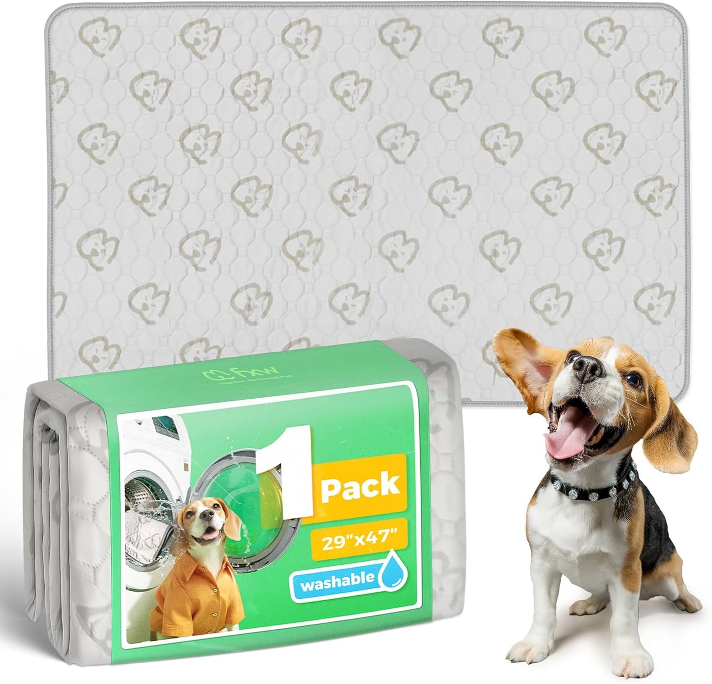 FXW Washable Pee Pads for Dogs, Puppy Pads with Super Absorbent, Specifically Designed for 48inch Cages, 47" × 29" Rectangle, Khaki, 1 Pack