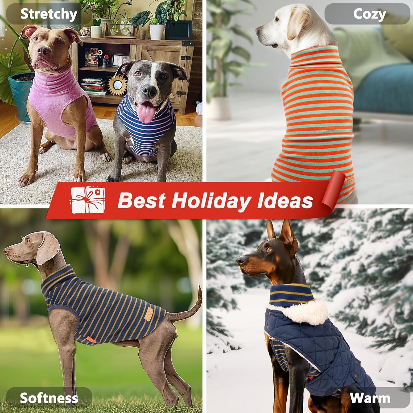 KYEESE 2Pack Dog Sweater Warm Dog Sweaters for Large Dogs Warm Lightweight Dogs Clothes Comfy Sleeveless Doggie Sweatshirt Soft Pets Fleece Sweater Turtleneck Pet Coat Red,3XL