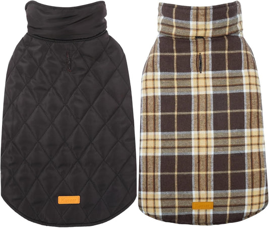 Kuoser Warm Dog Coat, Waterproof Dog Jacket for Extra Large Dogs, Adjustable Durable XXL Doggie Winter Coat Reversible Puppy Cold Weather Apparel from Small to Large Breed, New Brown XXL