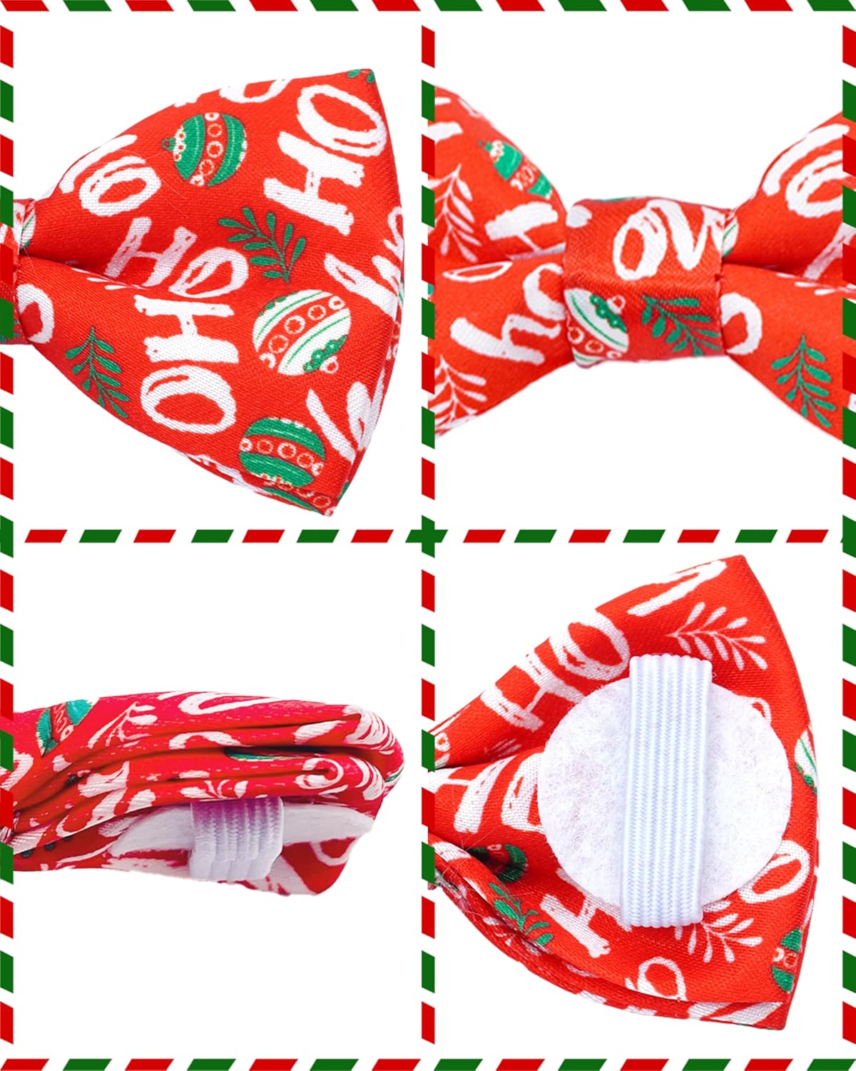 PET SHOW 10 Pack Holiday Big Dog Bow Ties for Large Medium Dogs Sliding Collar Attachments Festival Patterns Bowties Classy Bowknots Party Wedding Pet Grooming Accessories(Large)