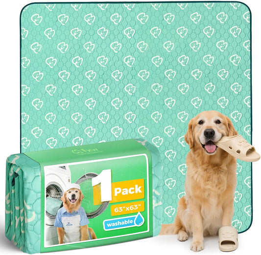 FXW Washable Pee Pads for Dogs, Puppy Pads with Super Absorbent, Specifically Designed for FXW Rollick/Homeplus 24inch 8 Panels Dog Playpen, 63" Square, Green, 1 Pack