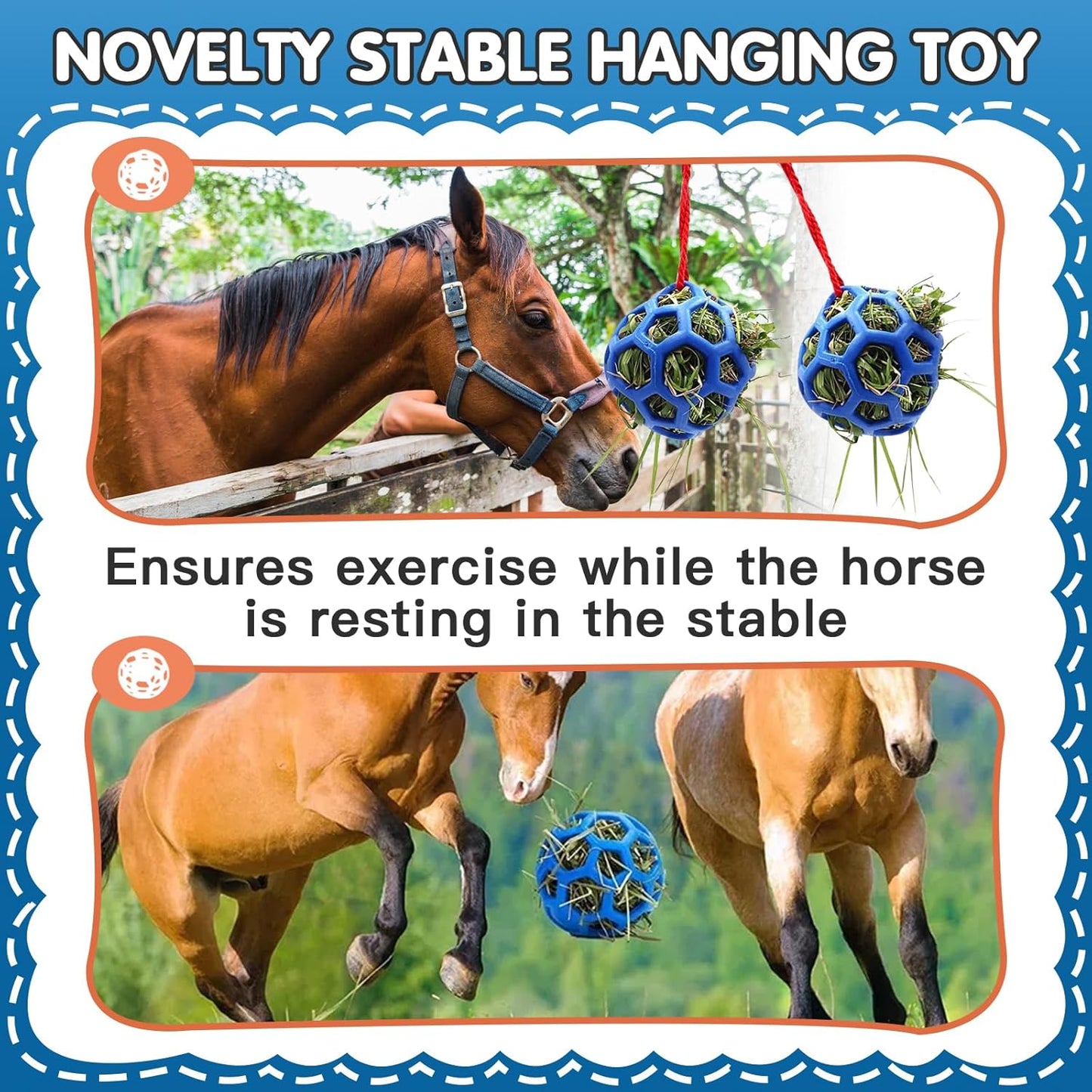 2 Pcs Hay Ball for Horses to Play with, Relieve Stress with This Bright Color Hay Feeder Ball for Horses Goat to Avoid Boredom