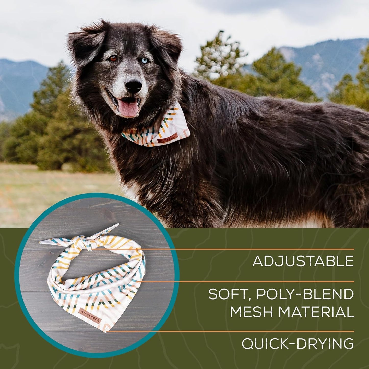 Wilderdog Dog Bandana with Lightweight Quick Drying Poly-Blend Mesh Material in Dawn