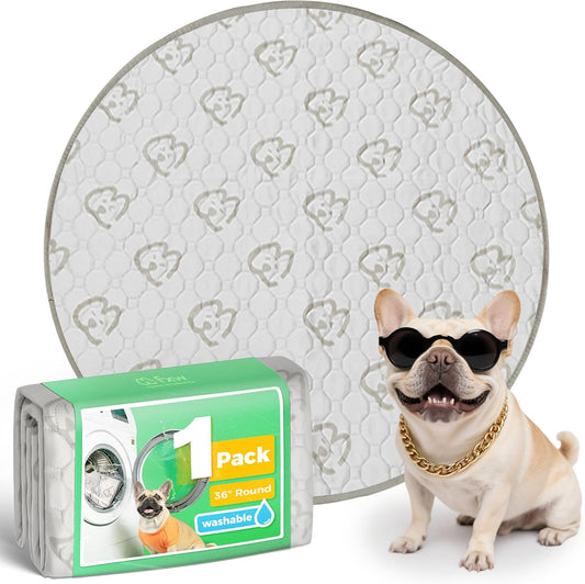 FXW Washable Pee Pads for Dogs, Puppy Pads with Super Absorbent, Specifically Designed for Whelping Box, 36" Round, Khaki, 1 Pack