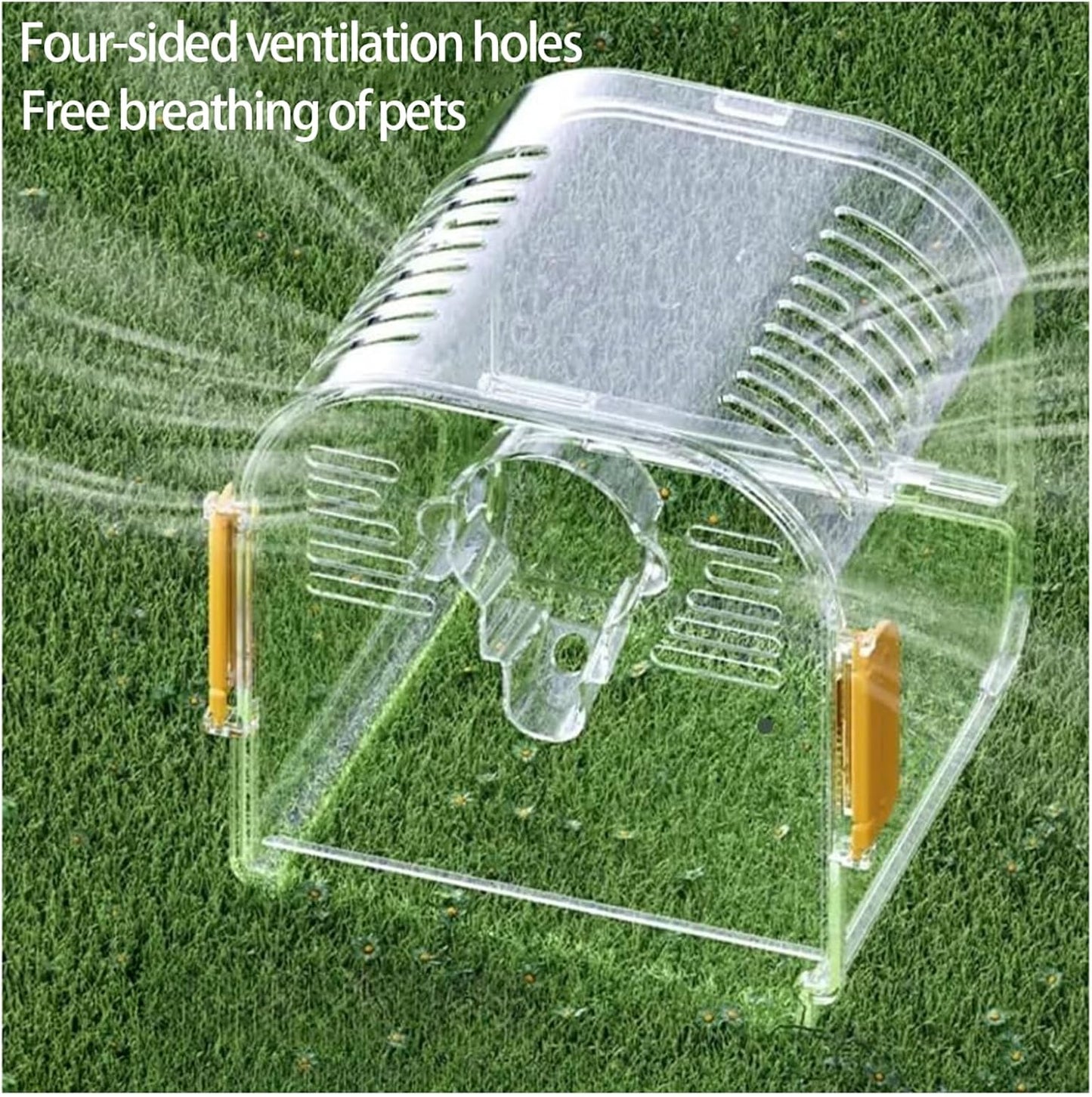 Small Bird Travel Cage Carrier,Portable Plastic Bird Cages,Portable Bird Carrier with Clear Acrylic Design, Travel Cage with Cover, Indoor Outdoor Use (Green)