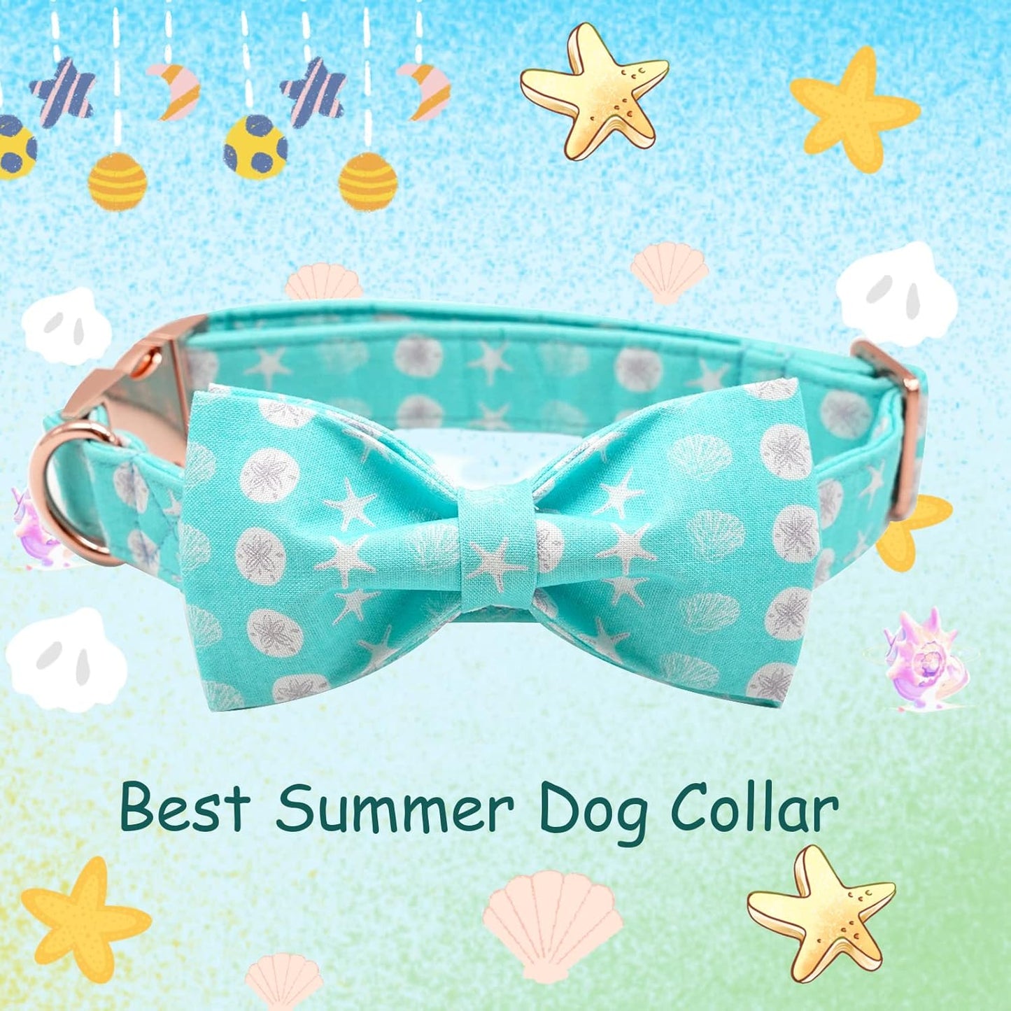 Elegant Little Tail Dog Collar with Bow, Summer Cute Bowtie Collar for Small to Large Dogs