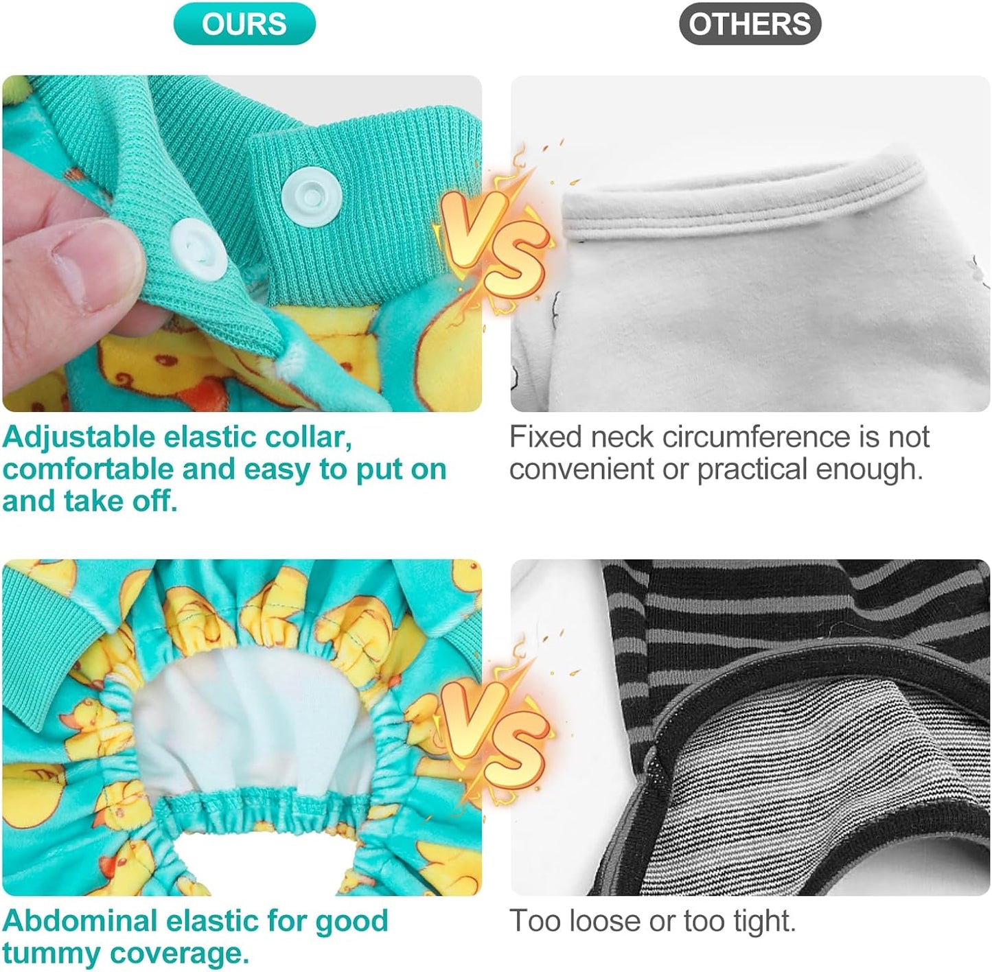 BEAUTYZOO Dog Pajamas Large Sized Dog, Summer Doggie Pajamas for Boy Girl, Soft Strechy Cotton Puppy Pjs Jammies Onesies for Men Women, Pet Jumpsuit Body Suit Cat Apparel Clothes, Yellow Duck XXL