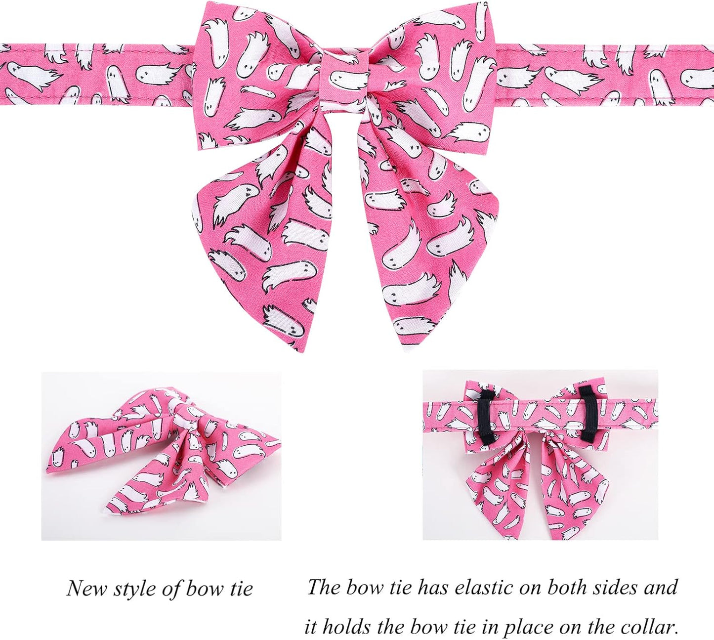 Lionet Paws Dog Collar with Bowtie, Halloween Bowtie for Dogs, Adjustable Comfortable X-Large Dog Collar Girl, XL, Neck 16-26 in