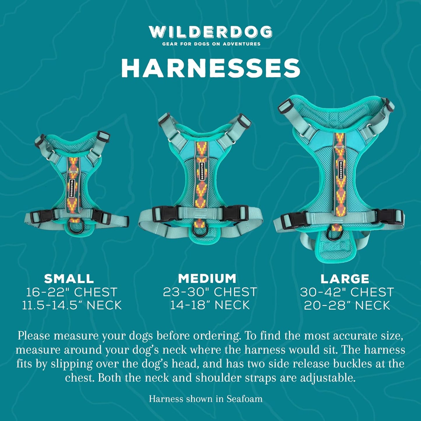 Wilderdog Lightweight Dog Harness with Reflective Straps - Medium - Seafoam