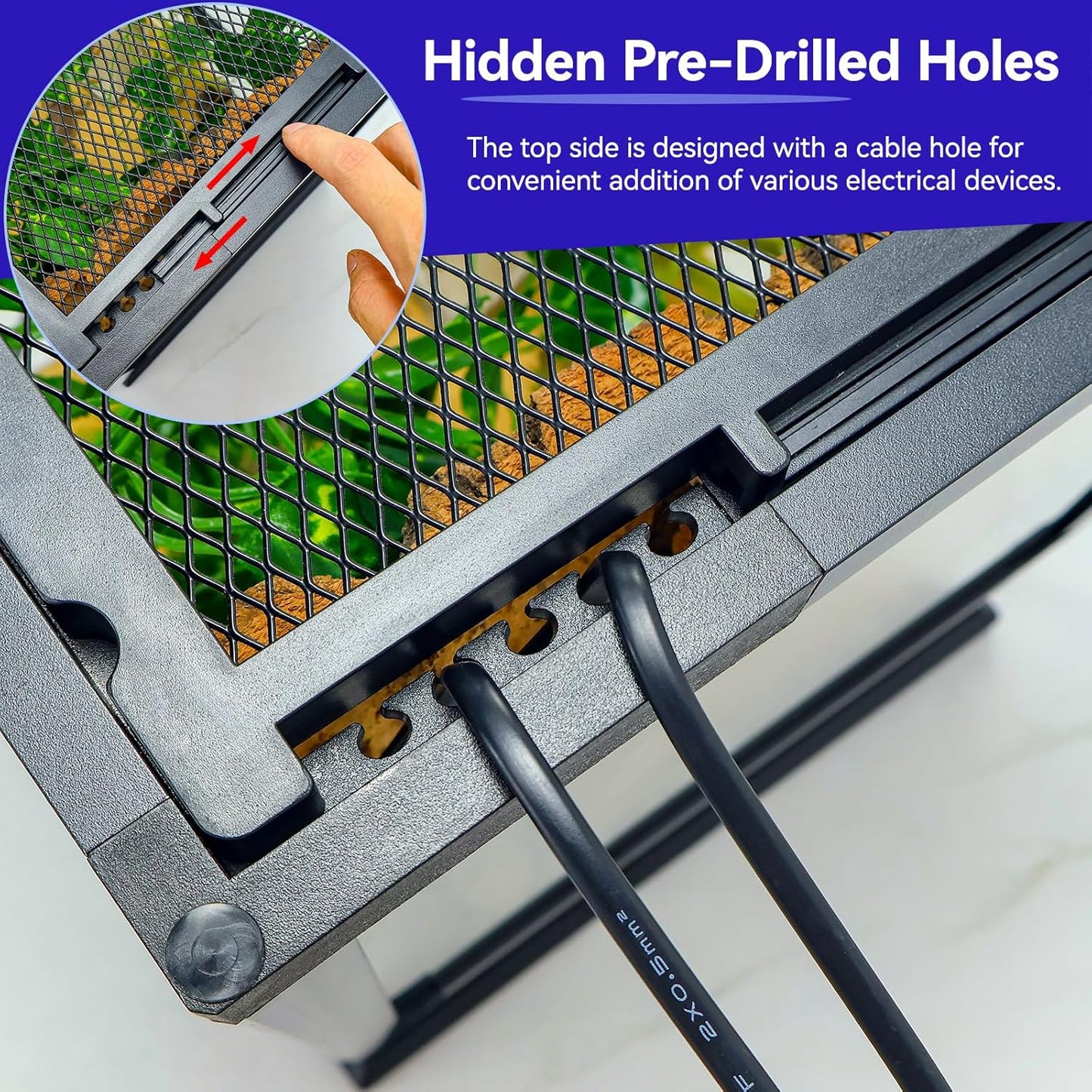 360° Clear View 35 Gallon 24x18x18 Glass Reptile Terrarium Suitable for Bearded Dragon, Chameleon, Crested Gecko, Multi-Pet Enclosure with Front Door, Excellent Ventilation, Hidden Wiring Holes