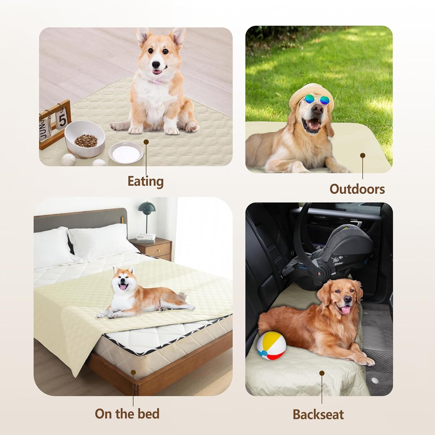 gogobunny 100% Double-Sided Waterproof Dog Bed Cover Pet Blanket Sofa Couch Furniture Protector for Puppy Large Dog Cat, Reversible (30x80 Inch (Pack of 1), Dark Cream/Light Cream)