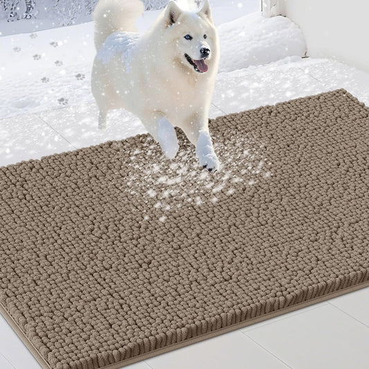 IM HOME Extra Large Dog Door Mats for Muddy Paws, Chenille Absorbent Dog Mats, Non Slip Heavy Mud Mat for Dogs, Soft Pet Mat for Entryway, Mud Paws, Inside Floor,60" x 36", Beige
