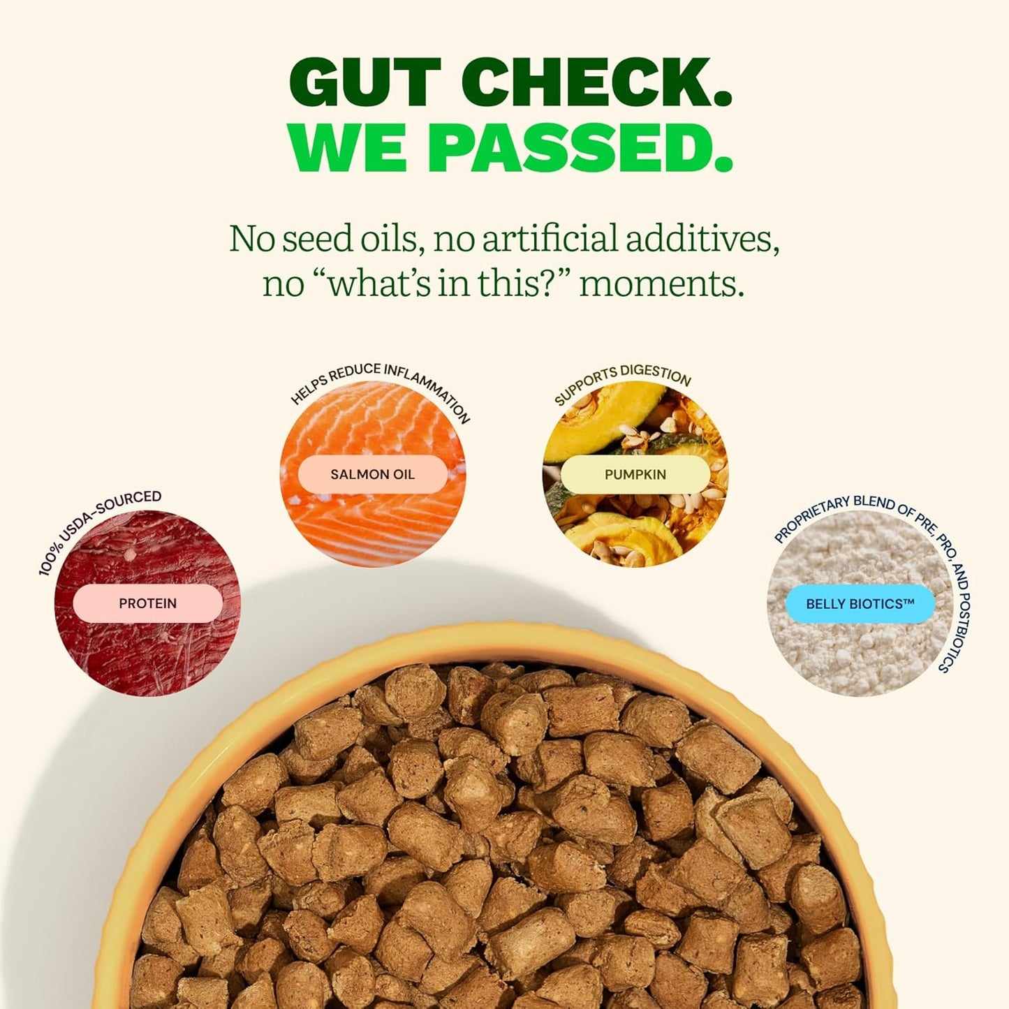 Get Joy Gut Health Fresh Freeze Dried Raw Meal, Beef Recipe, 16 Ounce Bag, Dog Food for Dogs of All Breeds and Life Stages, PhD Animal Nutritionist Formulated, USDA Beef, Made in USA