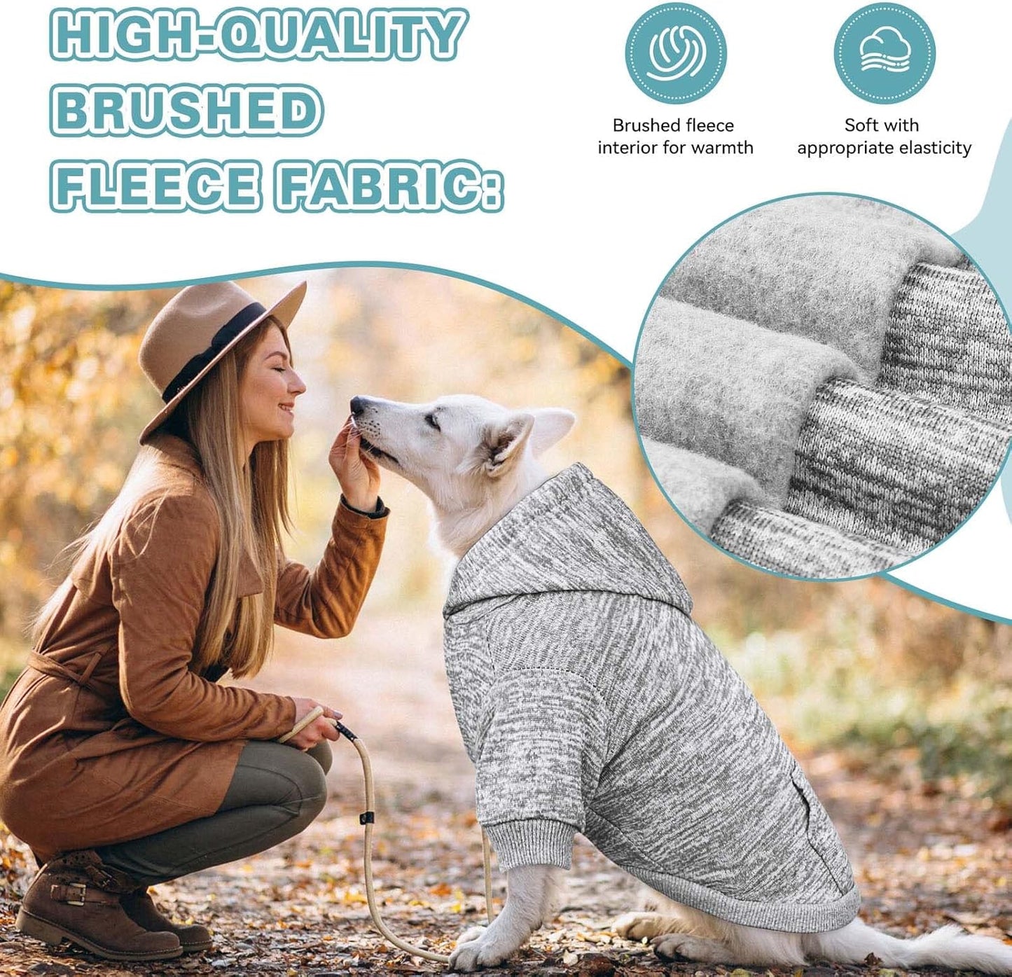 Dog Sweaters for Small Dogs Hoodie Fleece Dog Sweater Soft Clothes Sweatshirt with Pocket Hoodie for Small Dogs Puppy(Grey&S)