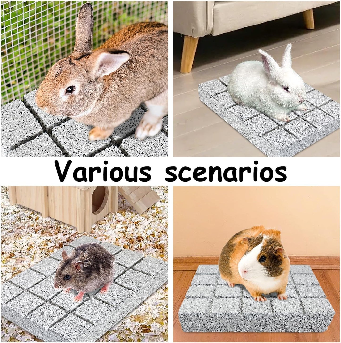 Hamiledyi 8PCS Rabbit Scratching Pads Bunny Lava Grinding Claw Pads Small Animal Foot Pads Hamster Scratch Board Chew Toys for Gerbil Chinchilla Hedgehog Guinea Pig Cage Accessories