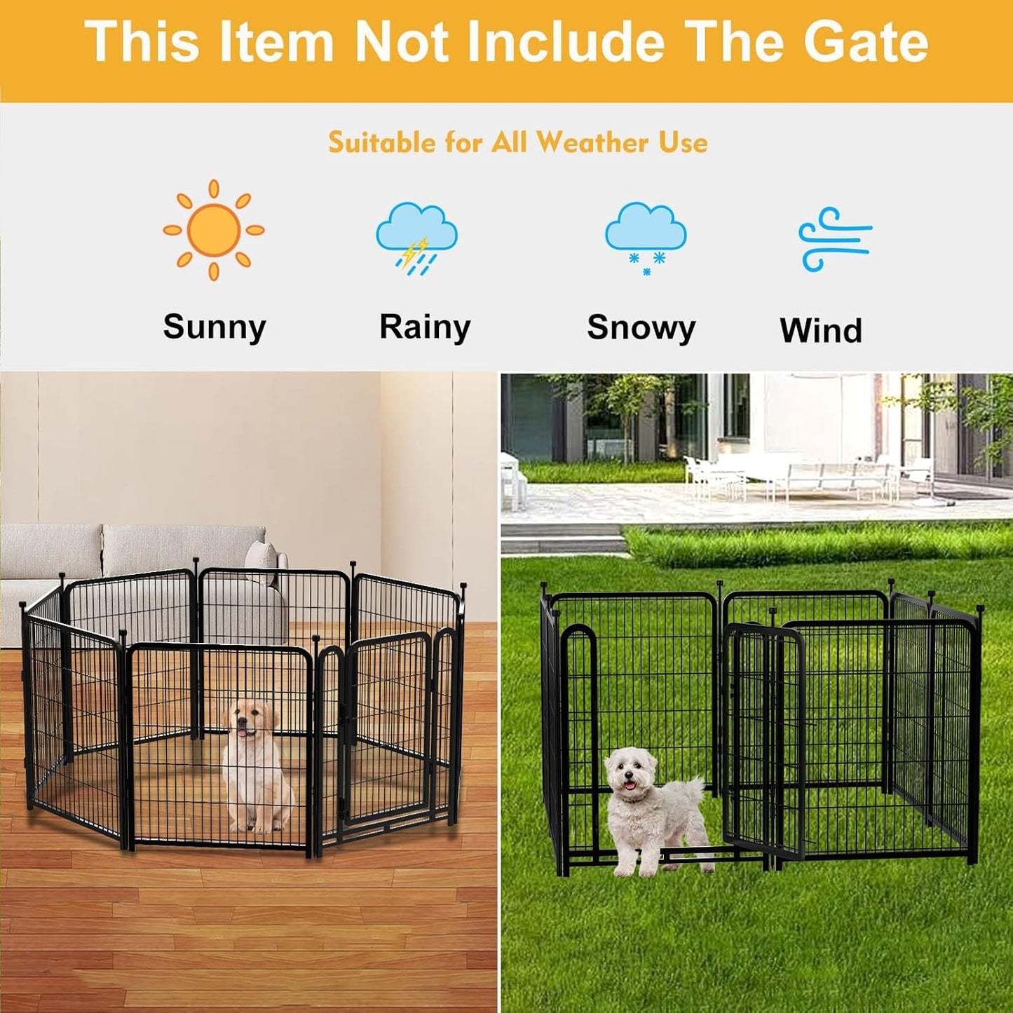 Garden Fence 40 Inch 14 Panels Without Gate, Total 31 Ft(L) Garden Fence for Yard and Dog, Black Dog Pen Wide Door, Metal Dog Pen Heavy Duty Pet Puppy Exercise Pen for Rv Camping