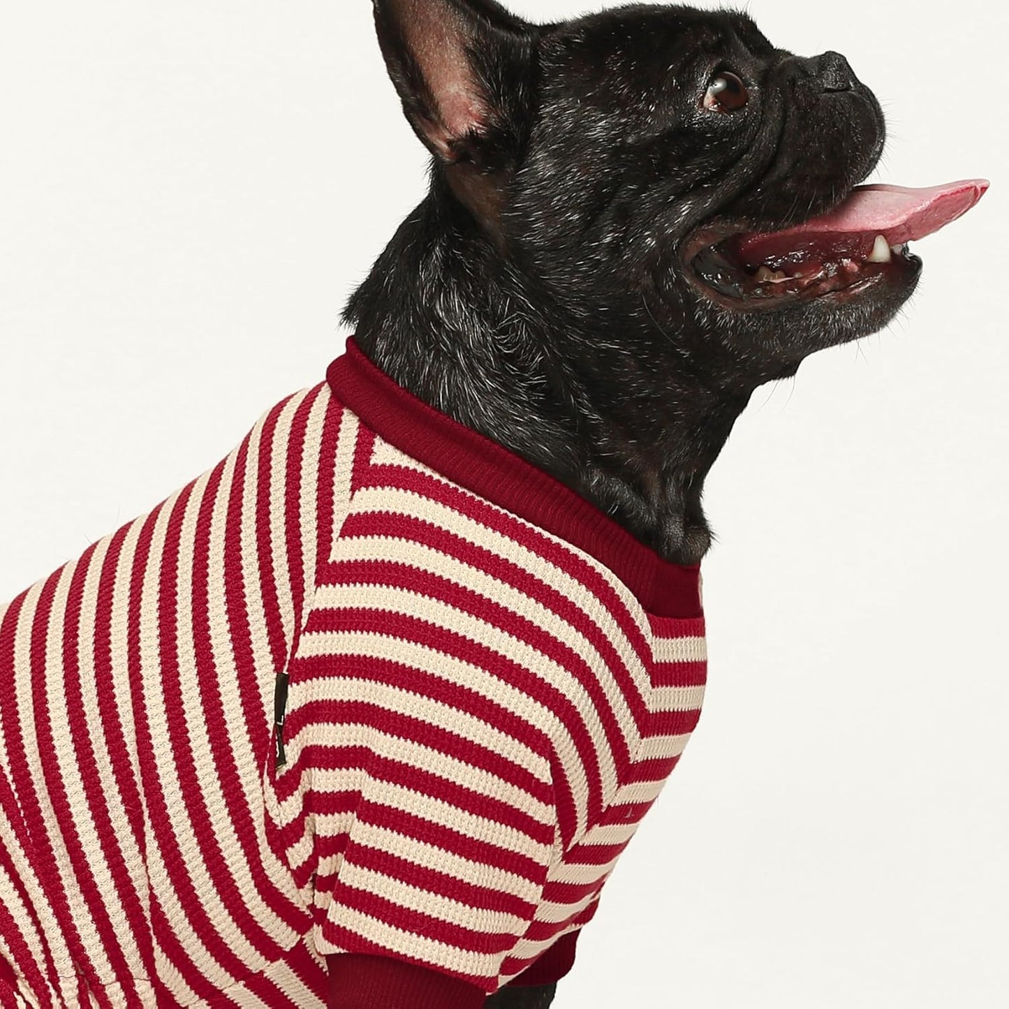 Fitwarm Red and White Striped Dog Pajamas, Waffle Dog Clothes for Small Dogs Girl Boy, Puppy Onesie with Feet, Pet Christmas Outfit, XXL