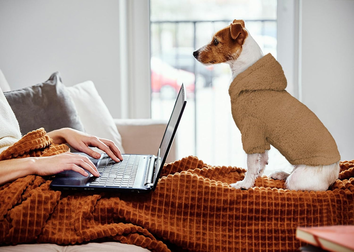 Fuzzy Dog Sweaters for Small Dogs Dog Hoodie Pet Clothes Warm Soft Cozy Coats Hooded Sweatshirt Fleece Small Pet Hoodies Sweater(Coffee-S)