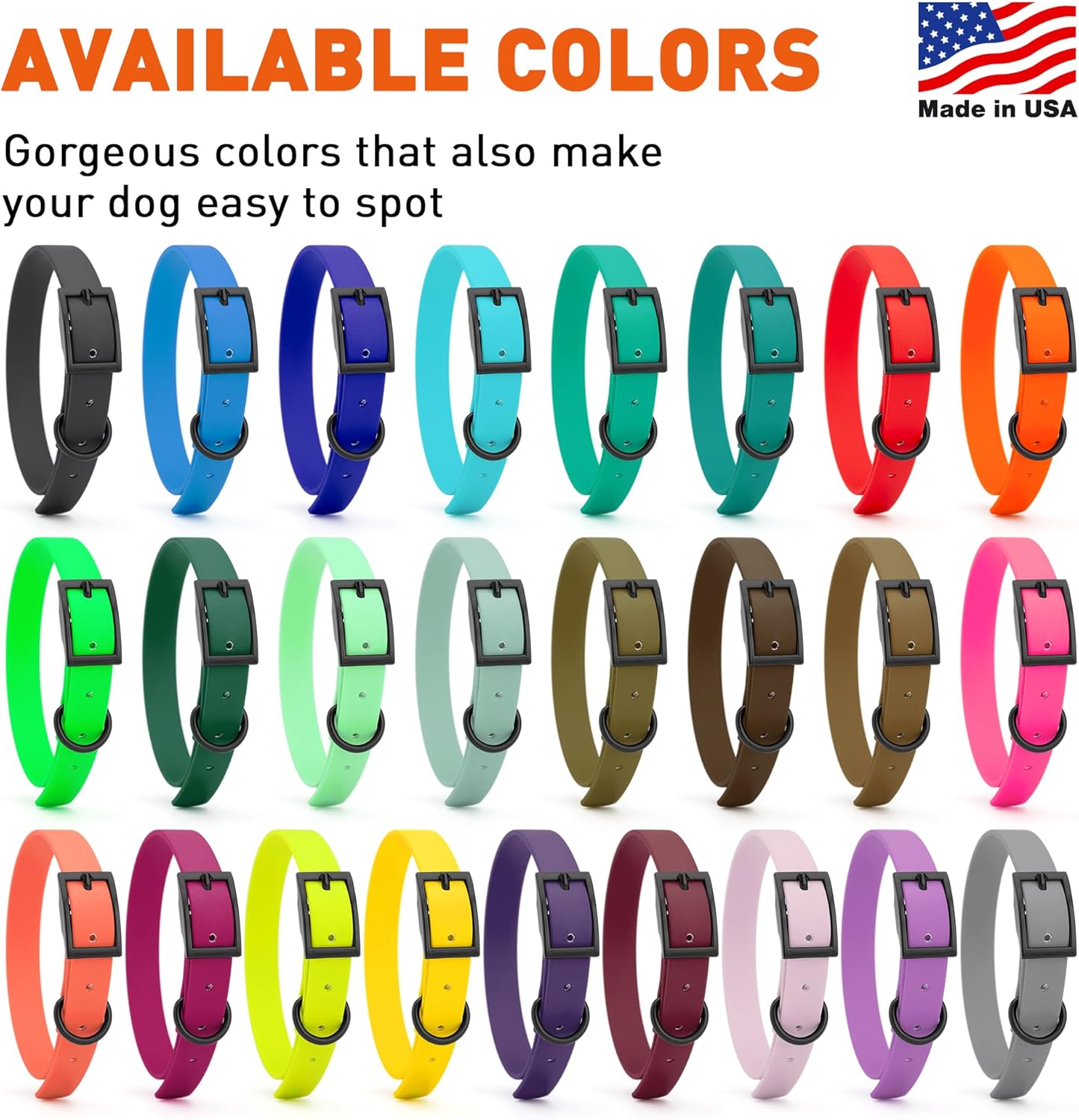 Dogline Biothane Waterproof Dog Collar Strong Coated Nylon Webbing with Black Hardware Odor- Proof for Easy Care Easy to Clean High Performance Fits Small Medium or Large Dogs, Cherry Red