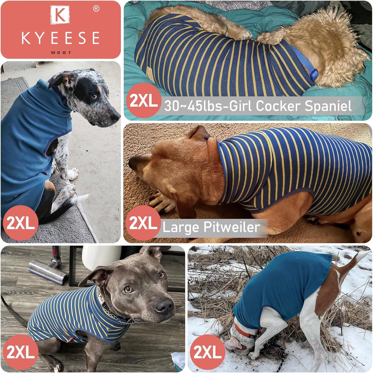 KYEESE 2Pack Dog Sweater Soft Dog Sweaters for Medium Dogs Boy Stretchy Large Pet Sweater Turtleneck Dogs Clothes Pullover Pets Sweatshirt Warm Pet Coats
