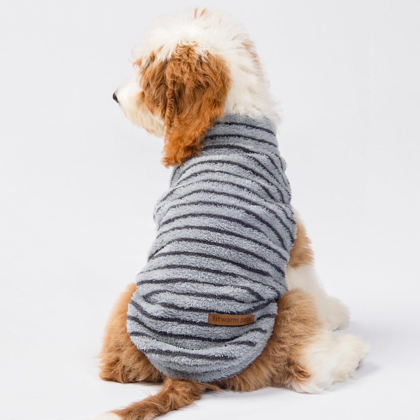Fitwarm 2 Pack Striped Fleece Dog Sweater, Warm Winter Dog Clothes for Small Dogs Boy Girl, Fuzzy Pet Outfit, Puppy Chihuahua Jumper, Grey, Navy, XS