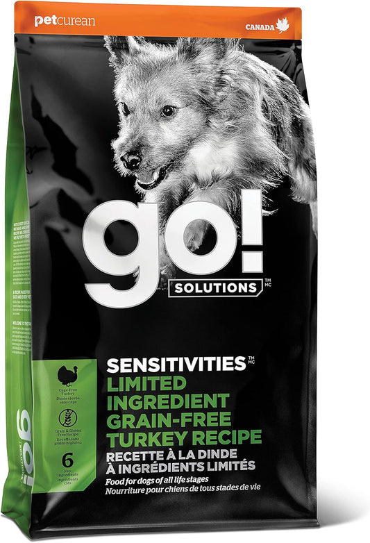 Go! Solutions Sensitivities Limited Ingredients, Grain-Free Dry Dog Food, Turkey Recipe for Sensitive Stomach, 22 lb Bag