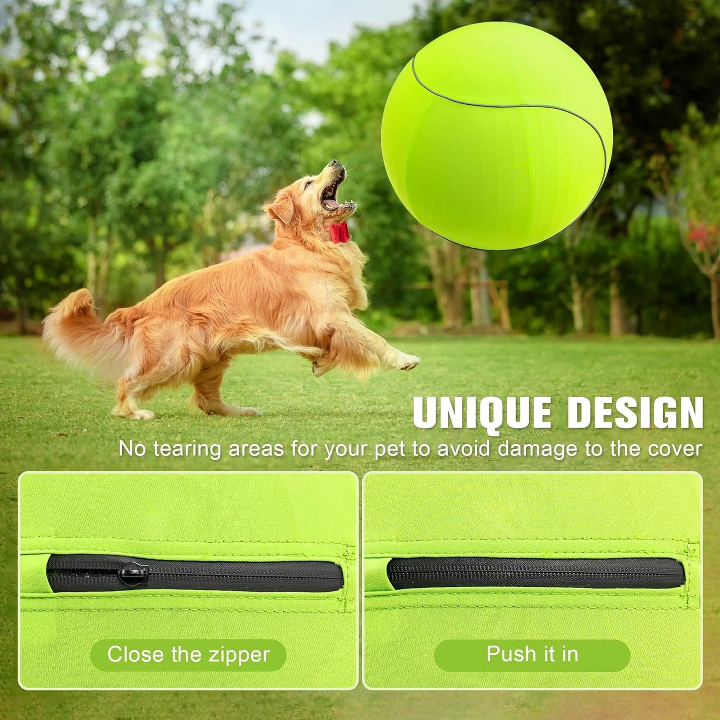Herding Ball for Dogs & Horses - 25" with Cover Large Green Ball with Pump