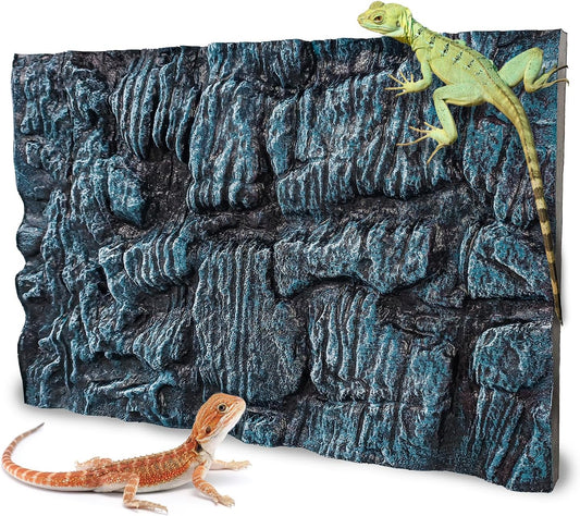 17.7x11.8in Rock Terrarium Background,3D Reptile Tank Background Board,Amphibian Stereo Backdrop Wall,Lizard Snake Gecko Spider Turtle Fish pet silo Background Decorative Panel(Blue)