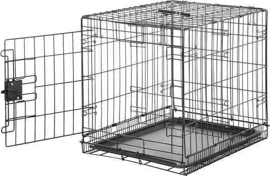 Amazon Basics Durable, Foldable Metal Wire Small Dog Crate with Tray, Single Door, 24 x 18 x 20 in, Black